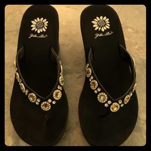 Yellow Box Brown Rhinestoned Sandals